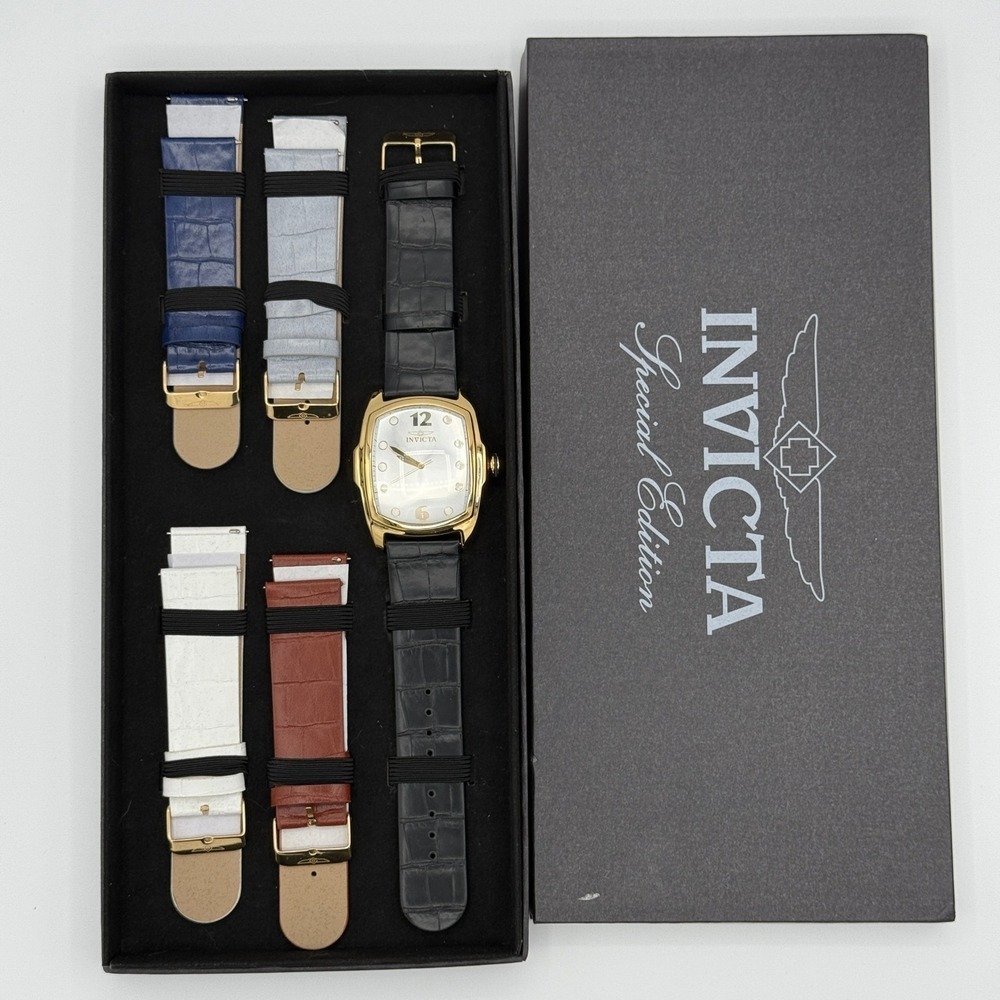 Invicta Special‎ Edition Gold Tone Watch with Interchangeable Leather Straps